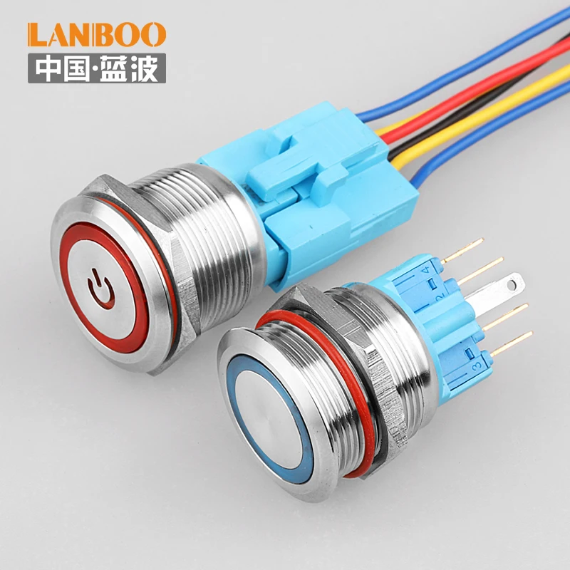 

22MM Self-Recovery LED 3V 5V 6V12V 24V 220V Metal Button Switch Instantaneous Button Automatic Reset LED Waterproof Button