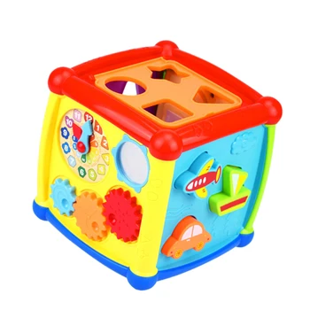 

Baby Geometric Shape Pairing Multi-Function Music Toy Music Electronic Toy Gear Clock Geometric Building Blocks Sorting For 6-