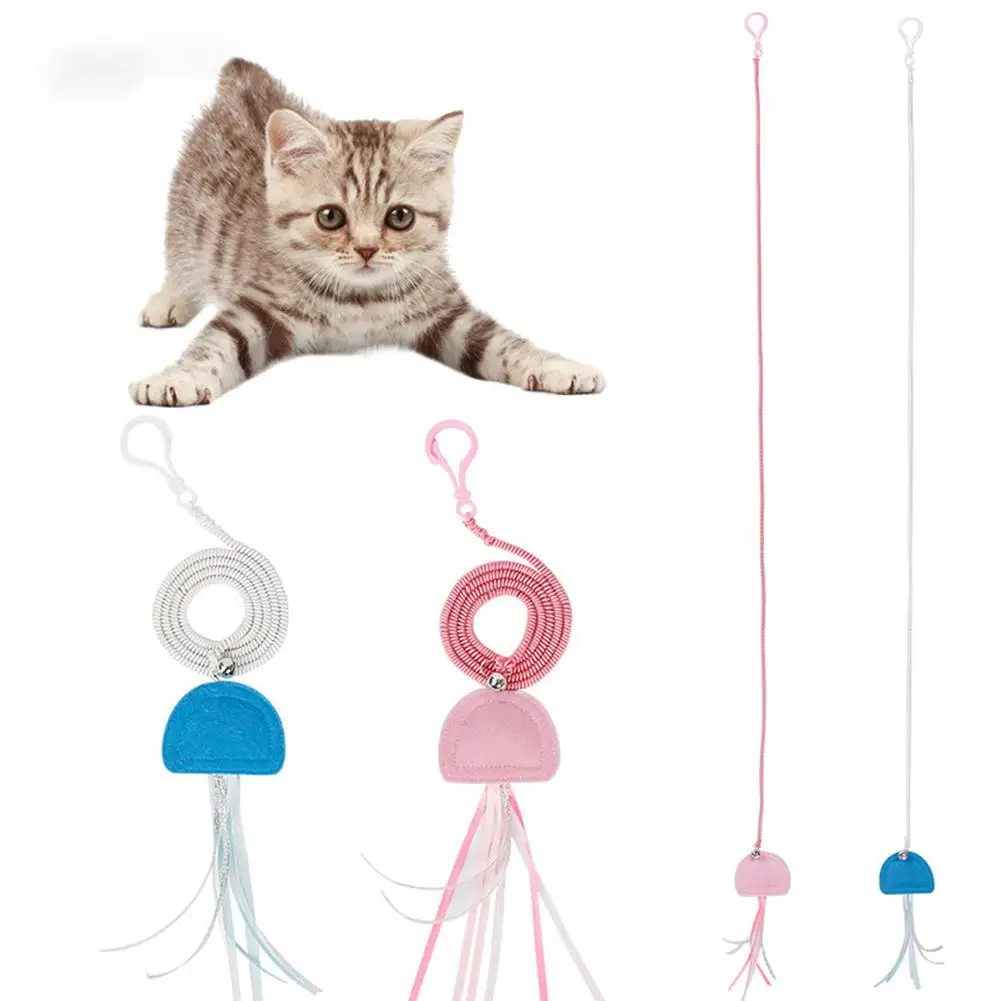 

Adeeing Simulate Jellyfish Shape Bell Spring Finger Toy Hanging Cat Teaser