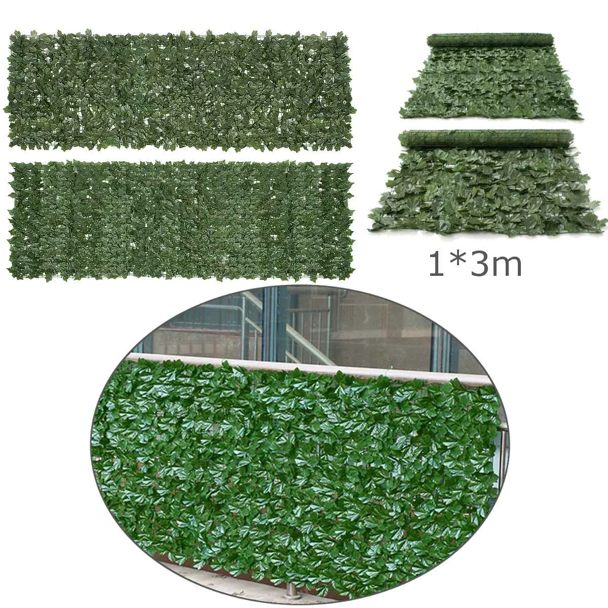 

100x300cm Green Grass Artificial Turf Plants Garden Ornament Plastic Lawns Carpet Wall Balcony Cane Fence For Home Decor