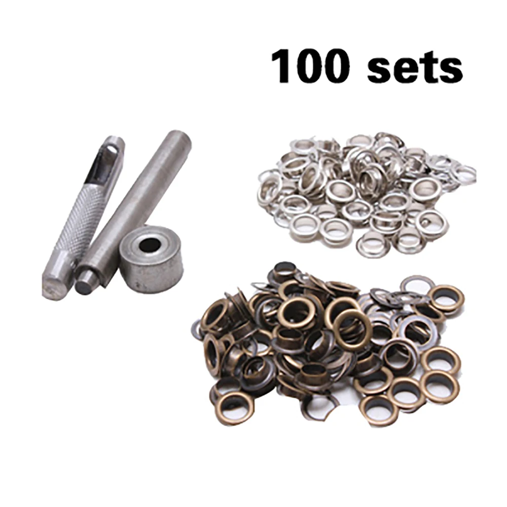 

100 Sets Hollow Buckle Metal Snap with Punching Tool Set Fastener Metal Buttons for Handmade DIY Rivet Craft Sewing Tools