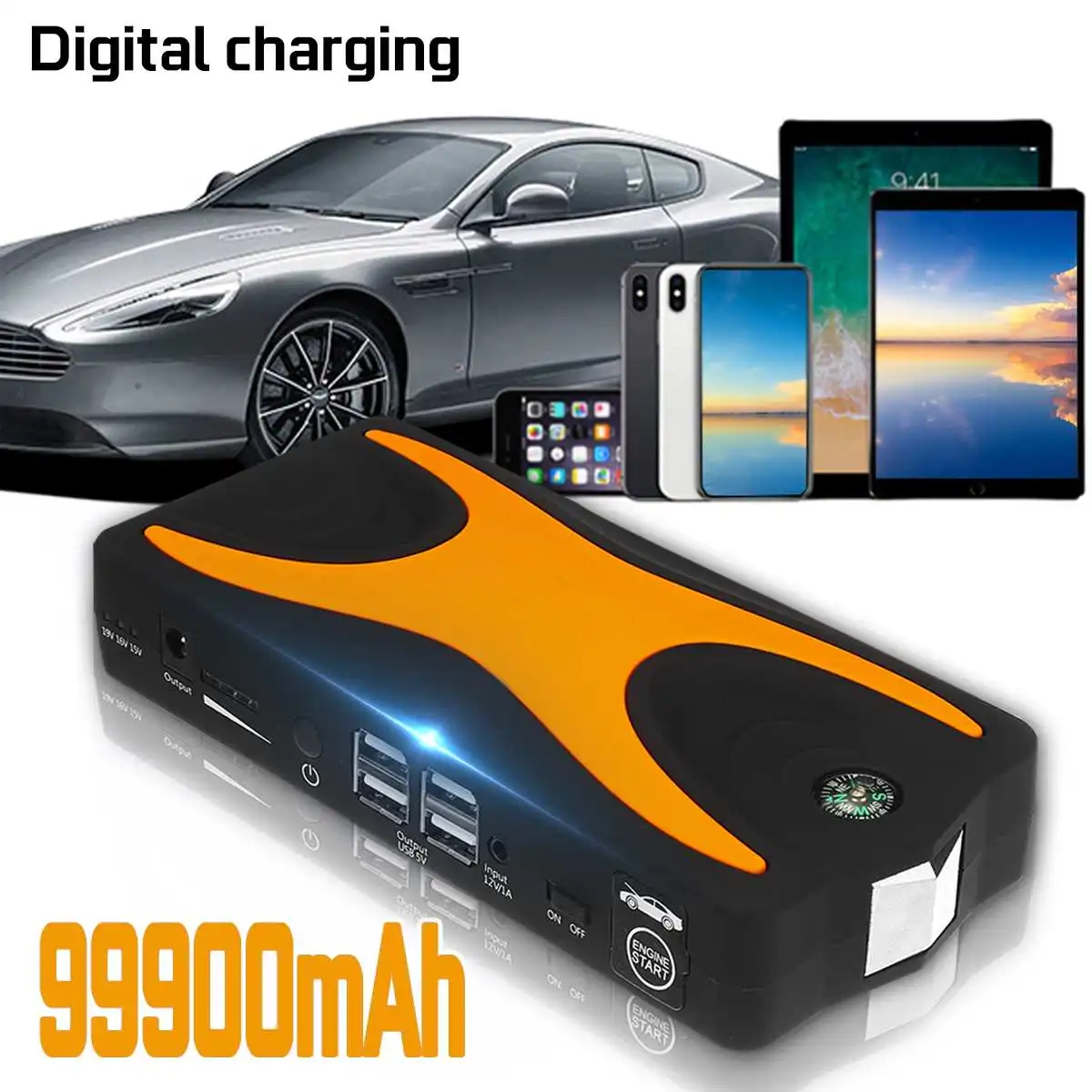 Multifunction Car Jump Starter 99900mAh 15V 4USB 900A Portable Car Battery Booster Charger Booster Power Bank Starting Device