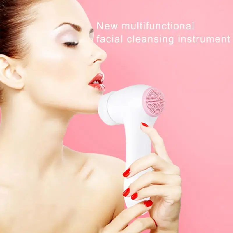 

Multifunctional Electric Facial Cleansing Brush Instrument Makeup Brushes Pore Cleaner Silicone Blackhead Removal Device Tool