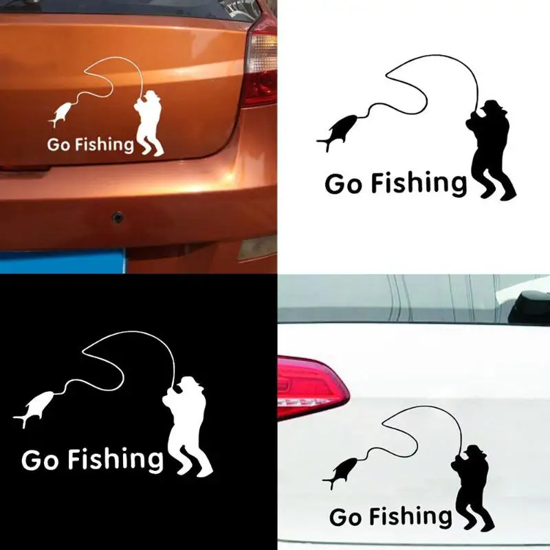 

VODOOL Fashion Car Stickers Cartoon GO FISHING Pattern Outdoor Sports Vinyl Waterproof Car Back Body Decal Sticker Wholesale