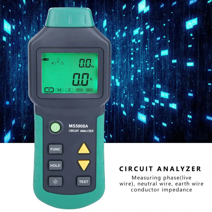 

Wire Tracker LCD Circuit Analyzer AC100V MS5908A LCD Circuit Breaker Finder With Voltage GFCI RCD Tester US plug