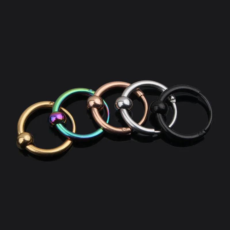 

12g 2pcs Hinged Segment Nose Ring Clicker Helix Piercing Ear Cartilage Tragus Nose Rings Hoop Neus Pircing Body Jewelry Unisex