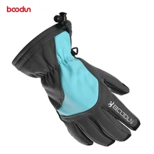 Женские лыжные перчатки BOODUN с пятью пальцами, перчатки из искусственной кожи, теплые водонепроницаемые ветрозащитные дышащие перчатки