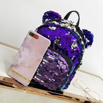 

2018 New Style Fashion Women Girls Sequins Mini Backpack Travel School Satchel Solid Bag Rucksack Backpack