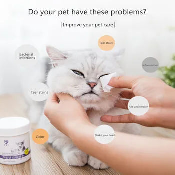 

100Pcs Cleaning Paper Towel Pet Tears Wipe Wet Wipes Cotton Pet Grooming Supplies Non Irritating Cats And Dogs Tears Cleaning