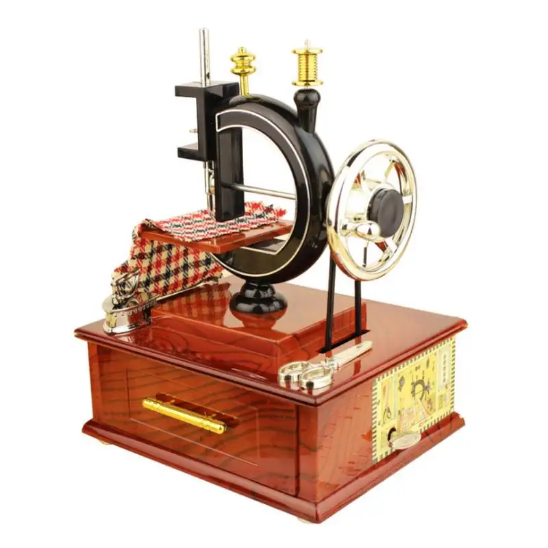 

Retro Classic Hand-Cranked Sewing Machine Music Box Innovative Home Furnishings Photo Studio High Quality Ornaments