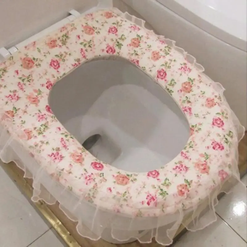 

Idyllic Lace Toilet Ring Thickening Toilet Seat Set soft Warm Toilet Seat Cushion Cover for Bathroom WC Protector Accessories