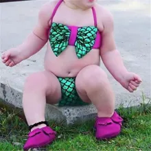 Купальник, новинка года, милый купальный костюм русалки для маленьких девочек, купальный костюм с бантом, купальный костюм, детский раздельный купальник