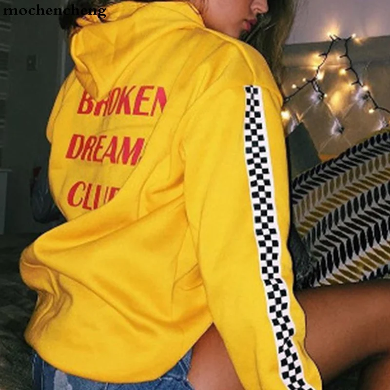 Harajuku Broken Dreams Клубная толстовка с буквенным принтом осенне-зимние топы свободная