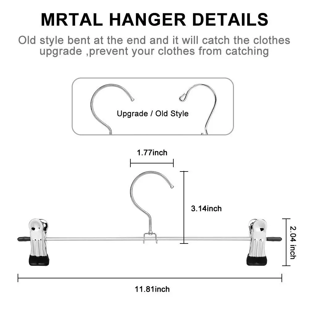 Вешалки для брюк, вешалки для юбок с зажимами, 20 упаковок, металлические вешалки для брюк, клип вешалки для экономии пространства, ультра тонкие вешалки, устойчивые к ржавчине, f