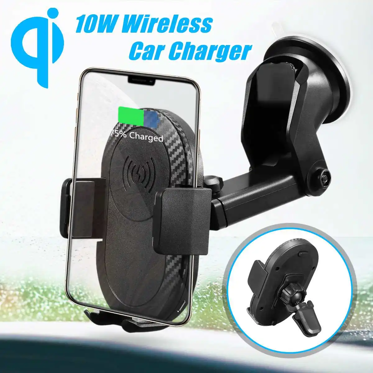 10W Qi Wireless Charger Car Air Vent Mount For iPhone XR XS Max X 8 Adjustable Car Dashbord Dock Mount for Samsung Fast Charging