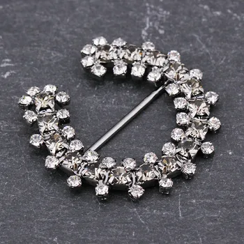 

vintage U shape Silver Accessories Jewelry for shoes and brooches Gun black Round Crystal Rhinestone Ribbon Buckle For Wedding