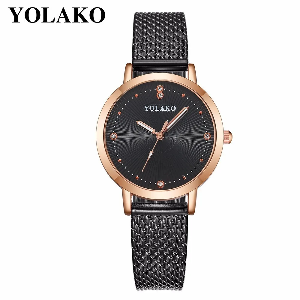 

Fashion Women Rhinestone Watch Casual Plastic Band Female Quartz Watch YOLAKO Brand Relogio Feminino
