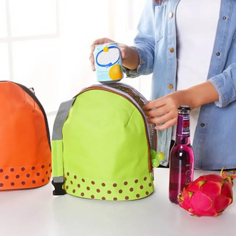 1 PC Portable Lunch Box Dot Pattern Tote Cooler Bags Food Container Thermal Insulated Bento Pouch Lunch Bag