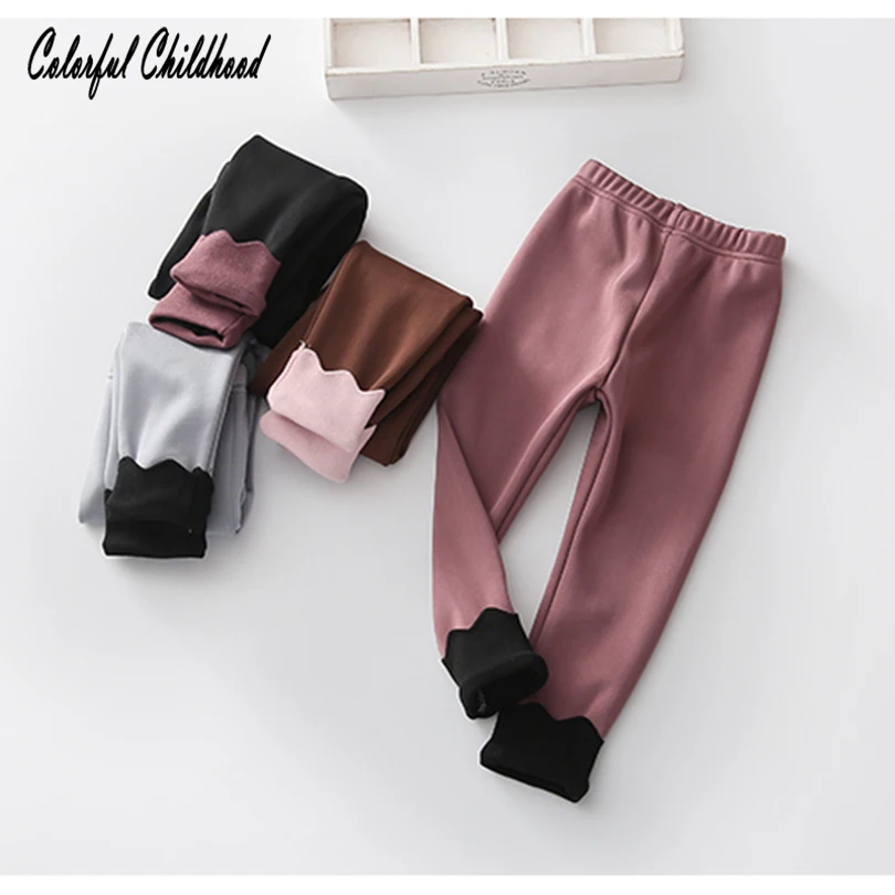 

Candy color crown desgin kids pants fall thick legging for girls trousers children clothes toddler baby leggings 2-8Yrs