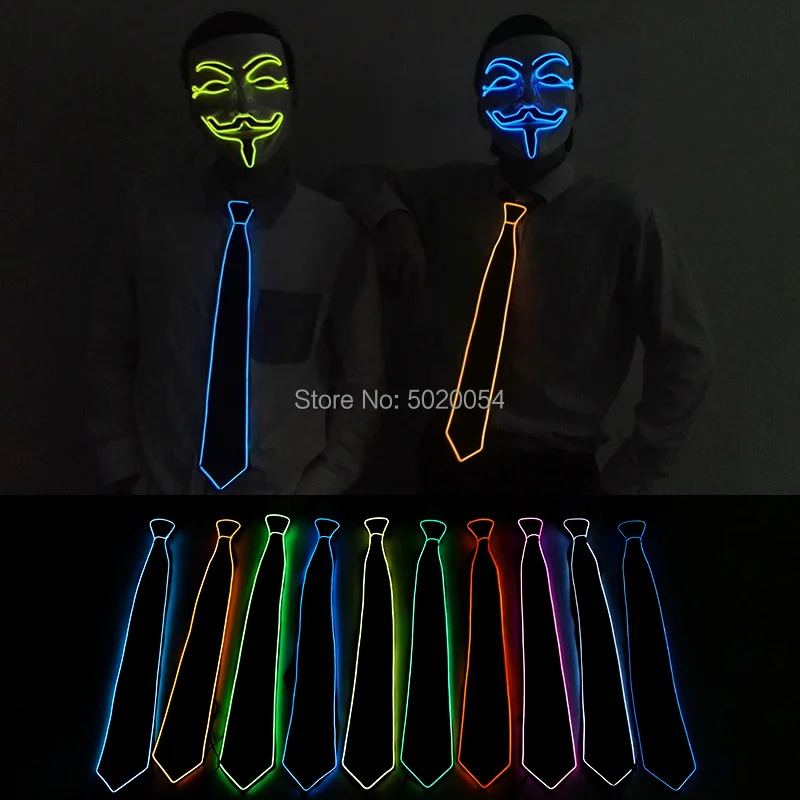 Модный EL Wire галстук мигает Косплей светодиодный мужской костюм неоновый гибкий