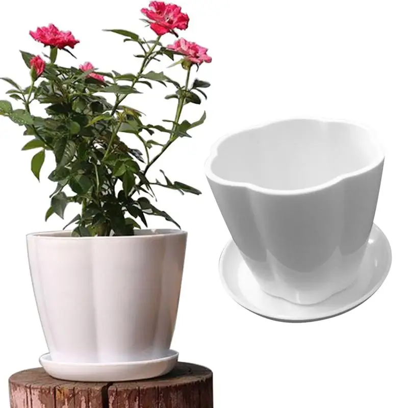 

5PCS Flower Pots Indoor Outdoor Round Plastic Thickening Creative Petal Shape Herbs Succulents Flower Torus Trayer Holder