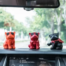 Милые Мультяшные полимерные Французский бульдог высокого класса Автомобильные украшения авто интерьерные украшения геометрические аксессуары для креативный орнамент