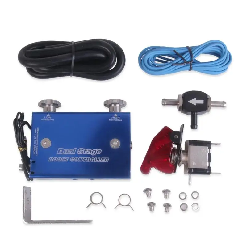 

Dual Stage Electronic Turbocharger PSI Boost Controller Kit w/ Switch Blue