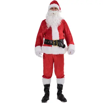 

Christmas Santa Claus Costume Fancy Dress Adult Suit Cosp lay Party Outfit 7PCS Unisex Men Women Xmas Gift Clothes Outfits