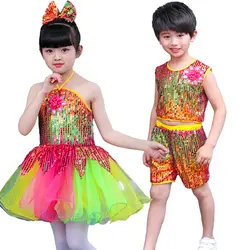 Новые детские платья-пачки Детская Джаз блестки юбка семь цвета юбка расклешенная девушка принцесса Танцы юбка