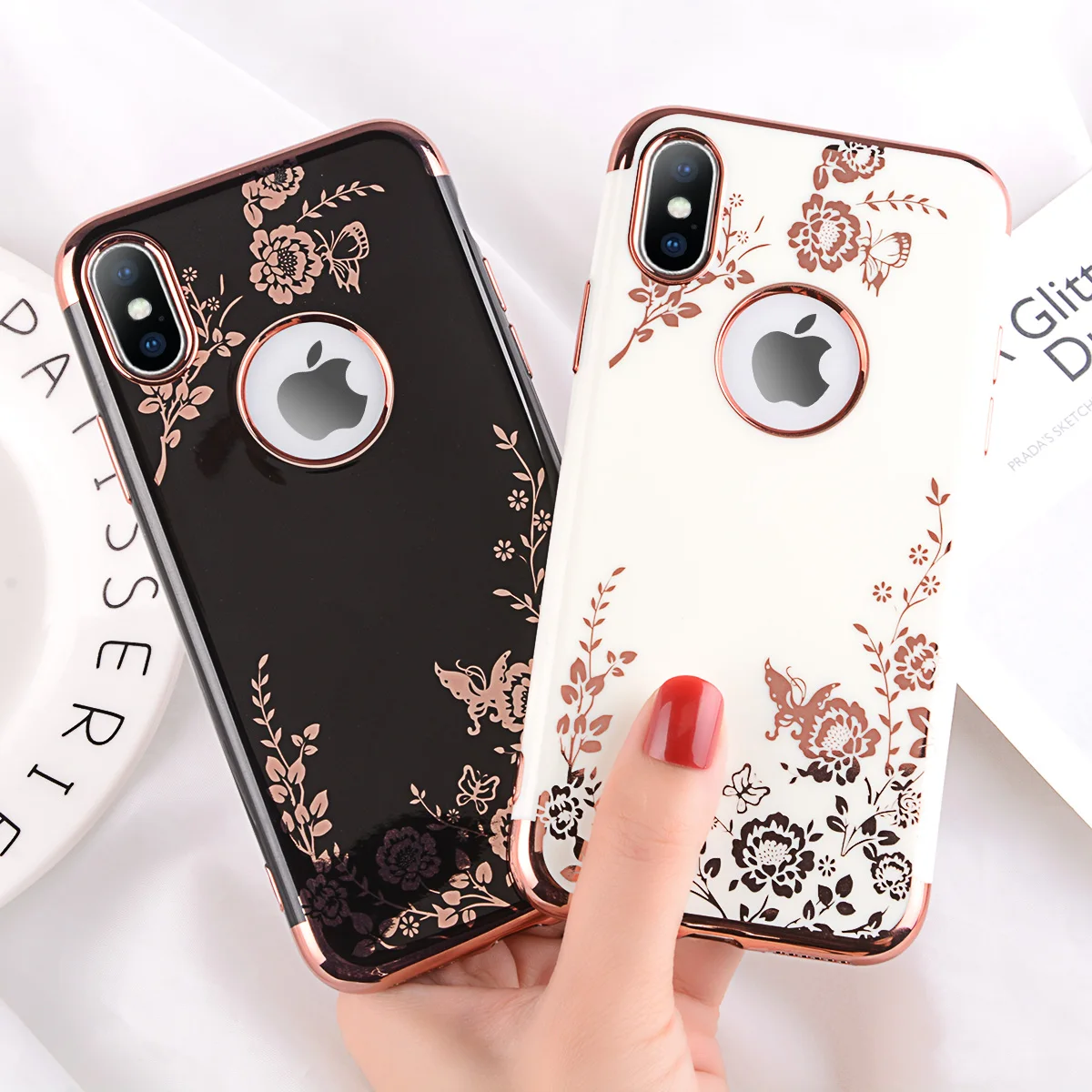 

Moskado Phone Case For iPhone X XR XS Max 7 8 6 6s Plus Fashion Plating Rose Gold Black White Hard PC Phone Cases Back Cover