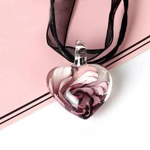 

Necklace Jewelry Murano Glass Heart Spiral Flower Inlaid Pendant 28mm Ribbon Chain Jewelry Necklaces & Pendants Beaded Tassel