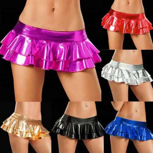 Сексуальная Женская Клубная юбка блестящая мини-юбка танцы в ночном клубе Клубная одежда