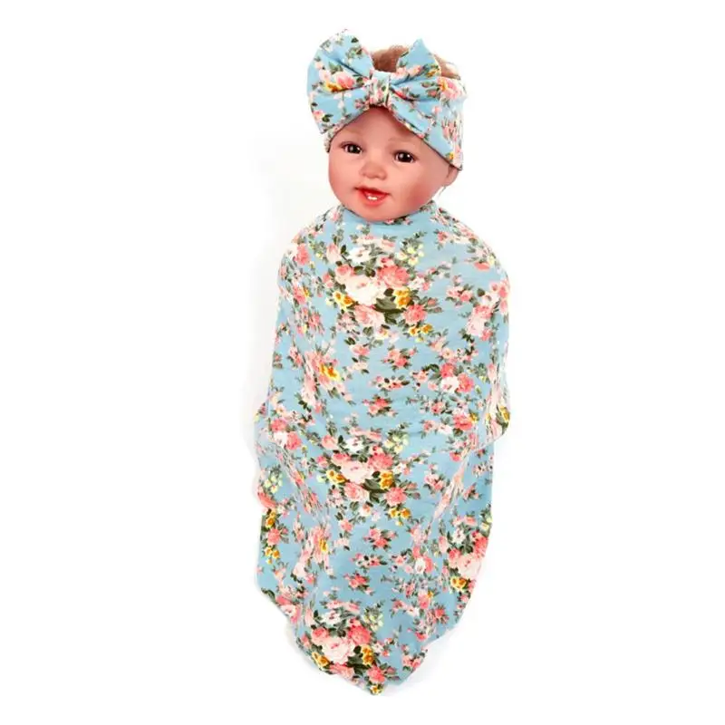 2 шт./компл.! Новорожденных мода ребенка пеленать одеяло ребенка пеленка для сна муслиновая пеленка модная головная повязка