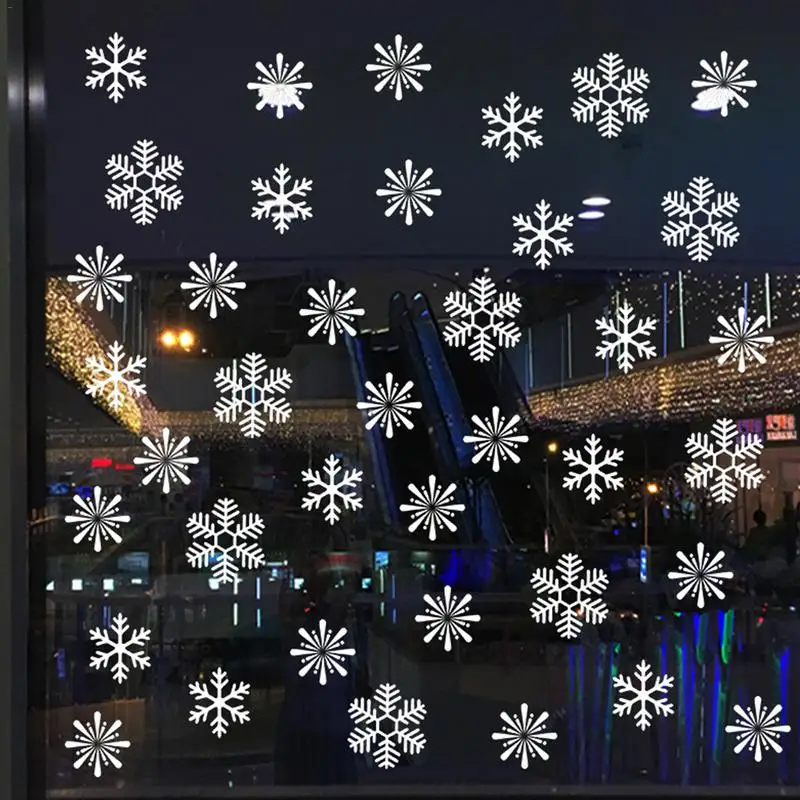 

Christmas New Year Snowflake Sticker 38pcs Window Wall Glass Floor Tile Mirror Stickers Xmas Decorative Christmas Party Supplies