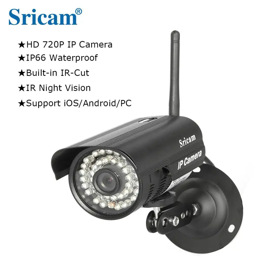 

Sricam SP013 HD 720P Home Security IP Camera Outdoor Wireless Infrared Camera Night Vision Waterproof Wifi Bullet Camera CCTV