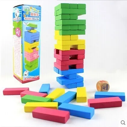 

OUY Large Adult Desktop Games Riddle Stacks High Wooden Stacking Pumping Toys Enlighten Blocks Building