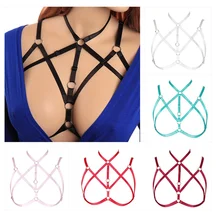 Для женщин розовый обвязка для тела Связывание мягкие c полосками и вырезами клетка отрегулировать панк готический плюс Размеры Топы танец фестивальный рейв белье