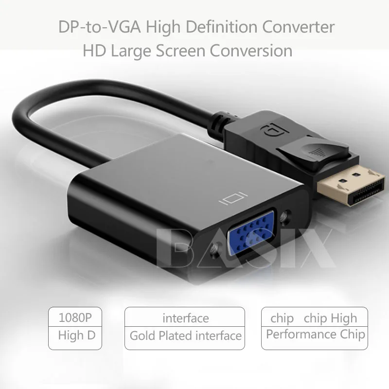 Адаптер Basix для порта дисплея DP VGA внешний кабель ПК ноутбука проектора монитора