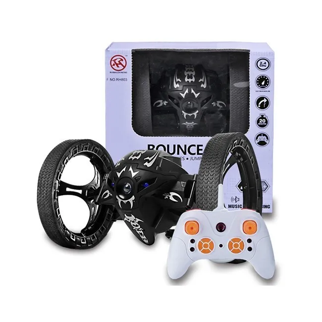 Mini Gifts Bounce Car PEG SJ88 2.4GHz RC Bounce Car with Flexible Wheels Rotation LED Light Remote Control Robot Car