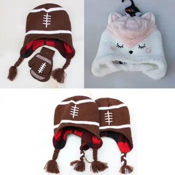 

Brand Newest Arrival Baby Toddler Girls Boys Warm Hat Winter Beanie Hooded Gloves Earflap Knitted Cap Cartoon Fox Cute Hats