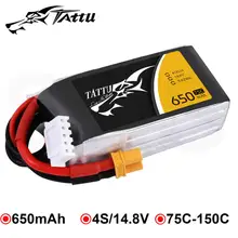 

Tattu Lipo Battery 14.8V 650mAh Lipo 4s 75C RC Battery with XT30U-F Plug Batteries for 150 Size FPV Small Drone Frame