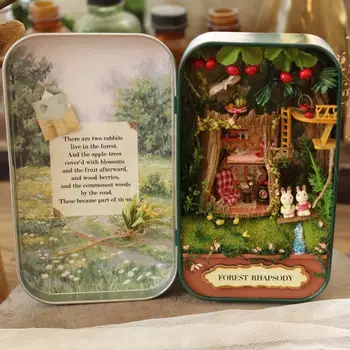 

Box Theatre Nostalgic Theme Miniature Scene Wooden Miniature Puzzle Toy DIY Doll House Furnitures Countryside Notes House
