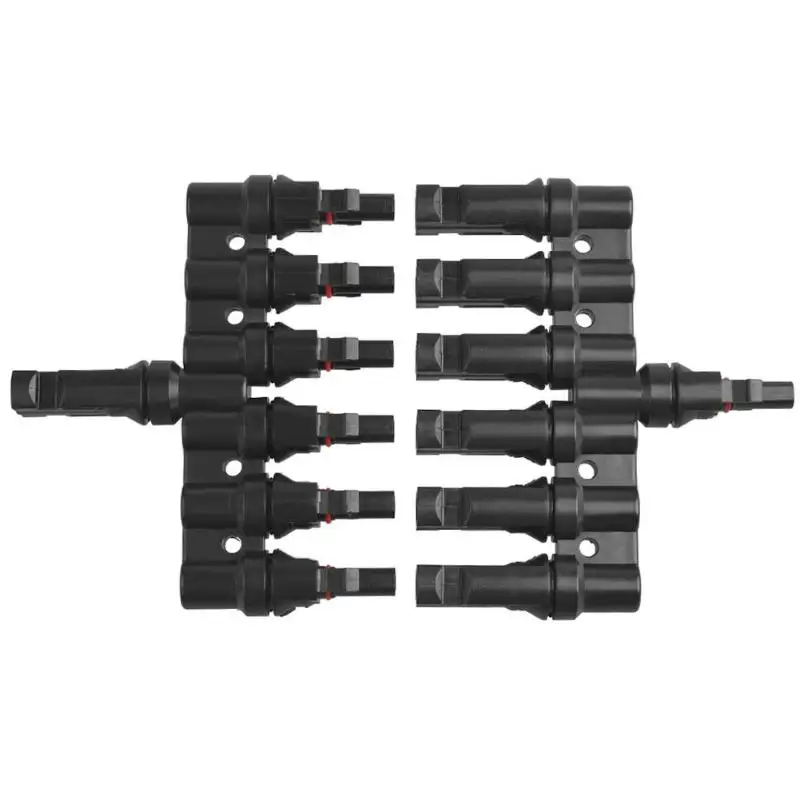 

1 Set MC4 6T Branch Connector Waterproof M/FM Solar Panel Cable Photovoltaic Adapter Splitter Coupler Combiner