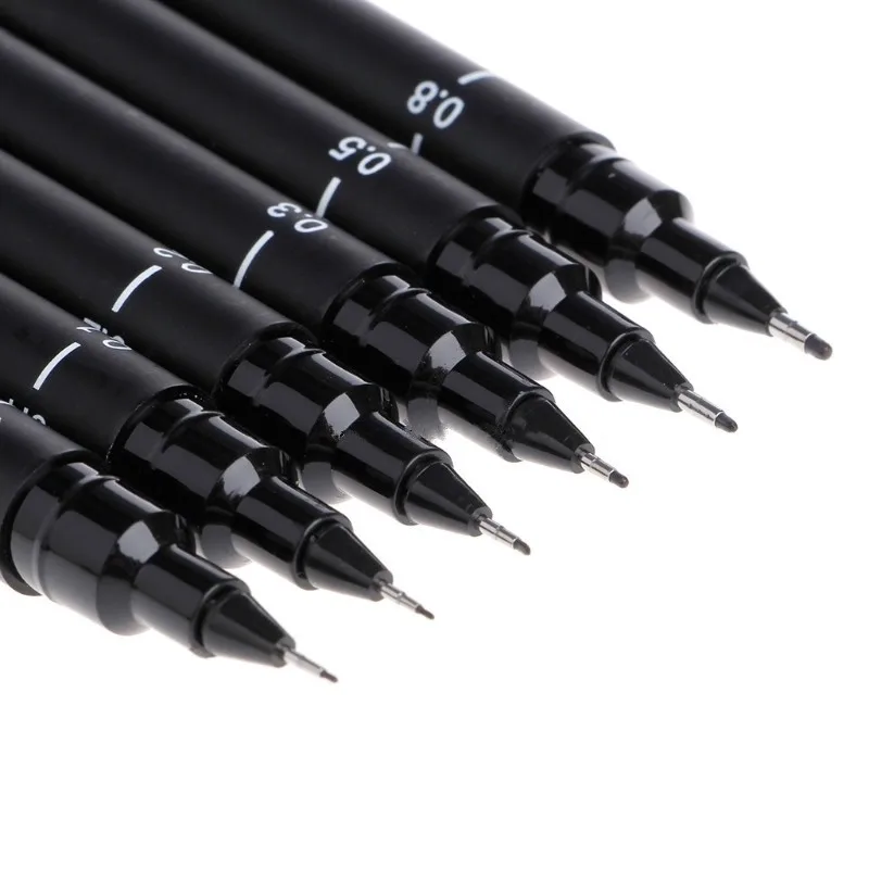 

6pcs/set Uni Pin Drawing Pen Fineliner Ultra Fine Line Art Marker Set Ink Black 005 01 02 03 05 08 Micron Drawing Marker Pen Set