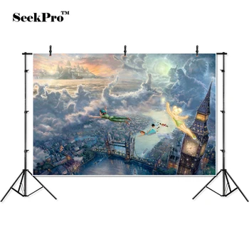 

SeekPro Peter Pan city children kids birthday Banner Photo Backgrounds Printed Studio Professional Indoor Photographic Backdrops