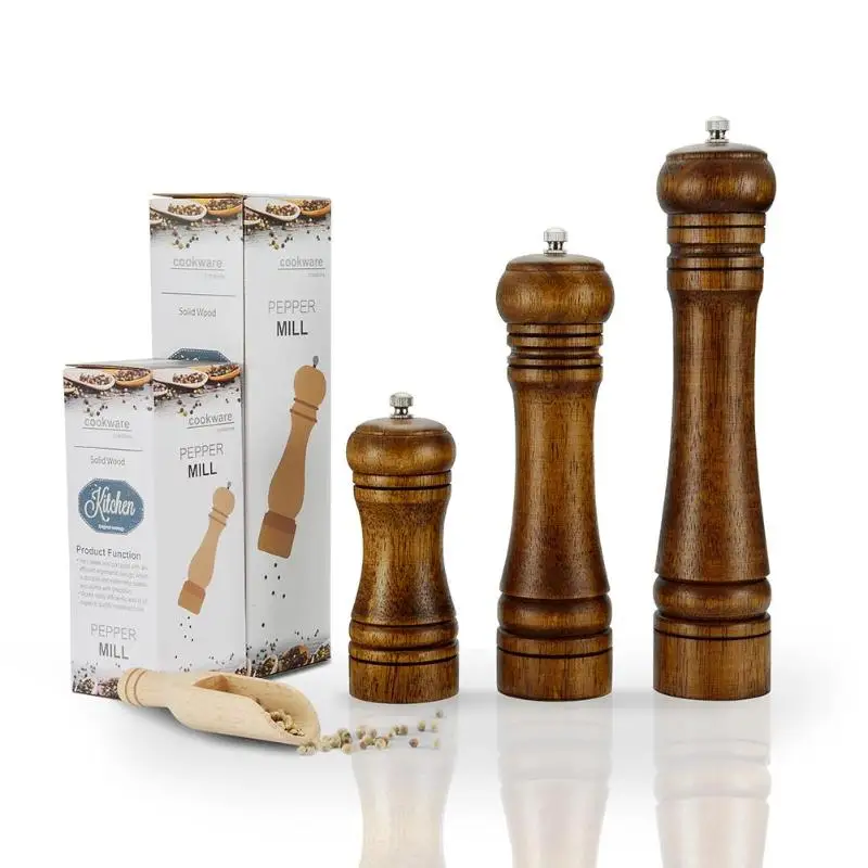 

Salt and Pepper Grinder Wood Pepper Mill Shakers Adjustable Ceramic Grinder with spare Ceramic Rotor kitchen accessories