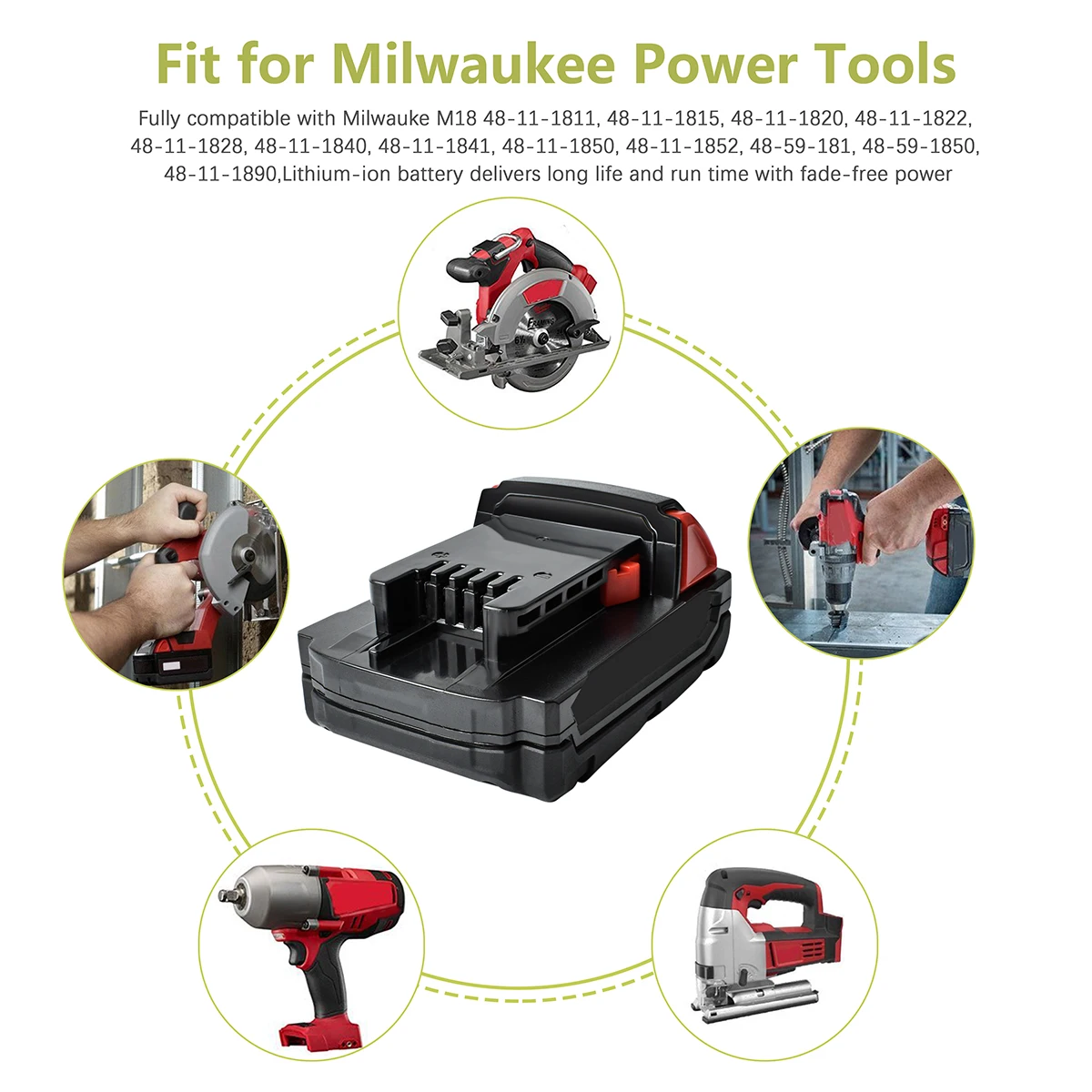 Powtree 2PACK 18V 2000mAh 2.0AH For Milwaukee M18 XC Li-Ion Replacement Battery M18 48-11-1815 M18B2 M18B4 M18BX L30