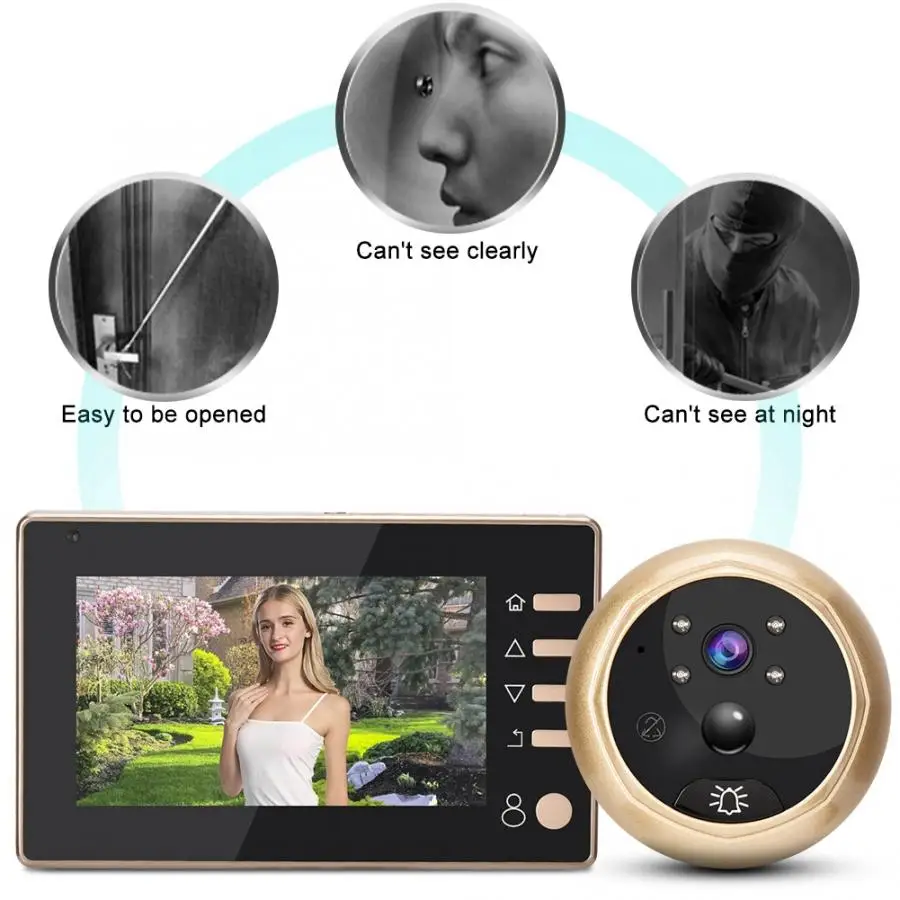 4.3in Door Eye Camera Doorbell Motion Detection Shooting Recording Display Video Viewer Digital Camera|Дверные глазки| |