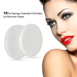 10 шт. Губка Косметические Puff Make Up Remover одноразовые салфетки чистка лица Pad лицевой ткани круглый пуховкой