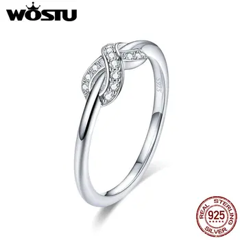 

WOSTU European Real 925 Sterling Silver Infinite Love CZ Finger Ring For Women Wedding Engagement Rings Luxury Jewelry CQR494